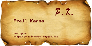 Preil Karsa névjegykártya